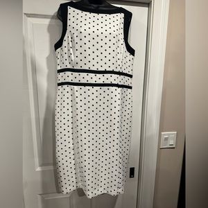 Classic Black and White Polka Dot Midi Dress